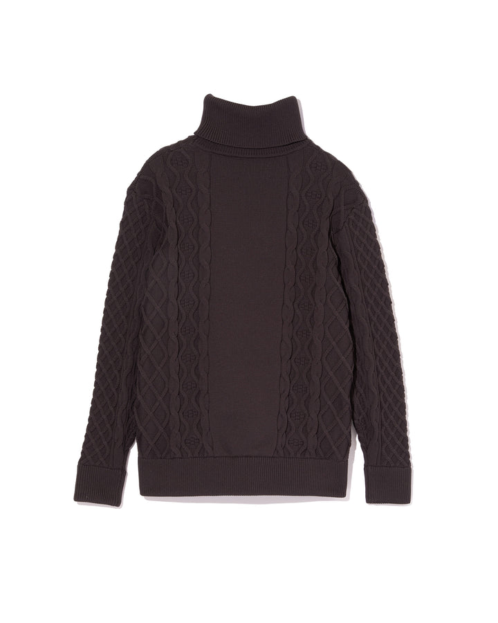 WOMEN 7G DVRX Knit Cable Turtle Neck-763474776-CHARCOAL