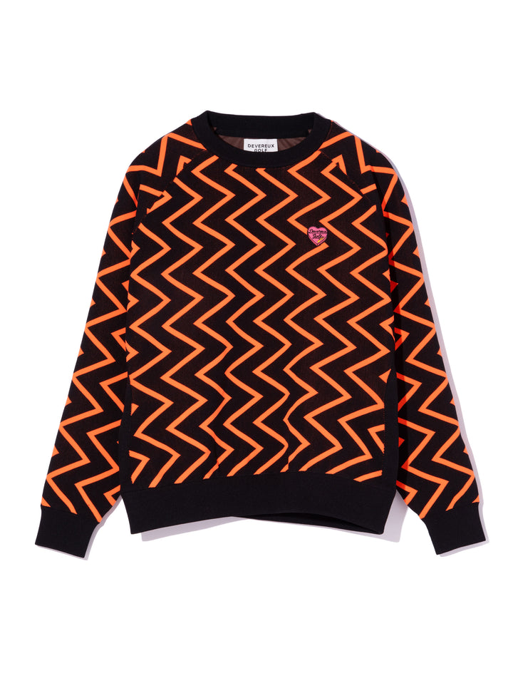 WOMEN 16G Goblin Lining Knit Crew Neck 763474774-ORANGE