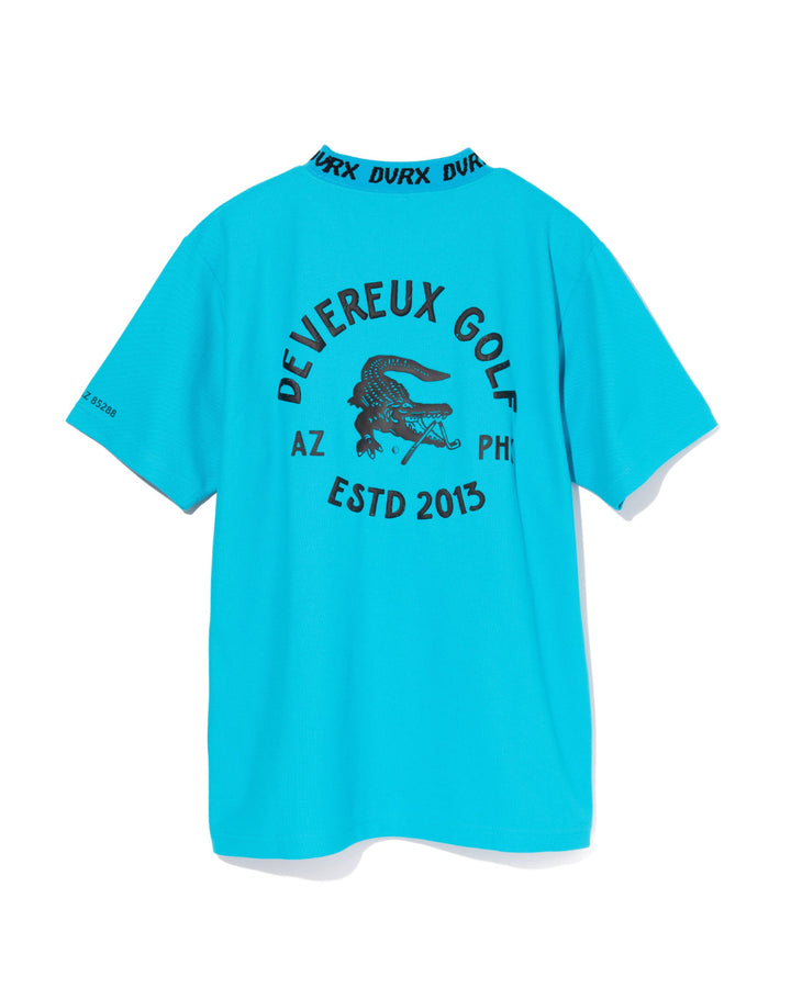 Classic Logo Rib モックネッククロコTシャツ 763572025-AQUA