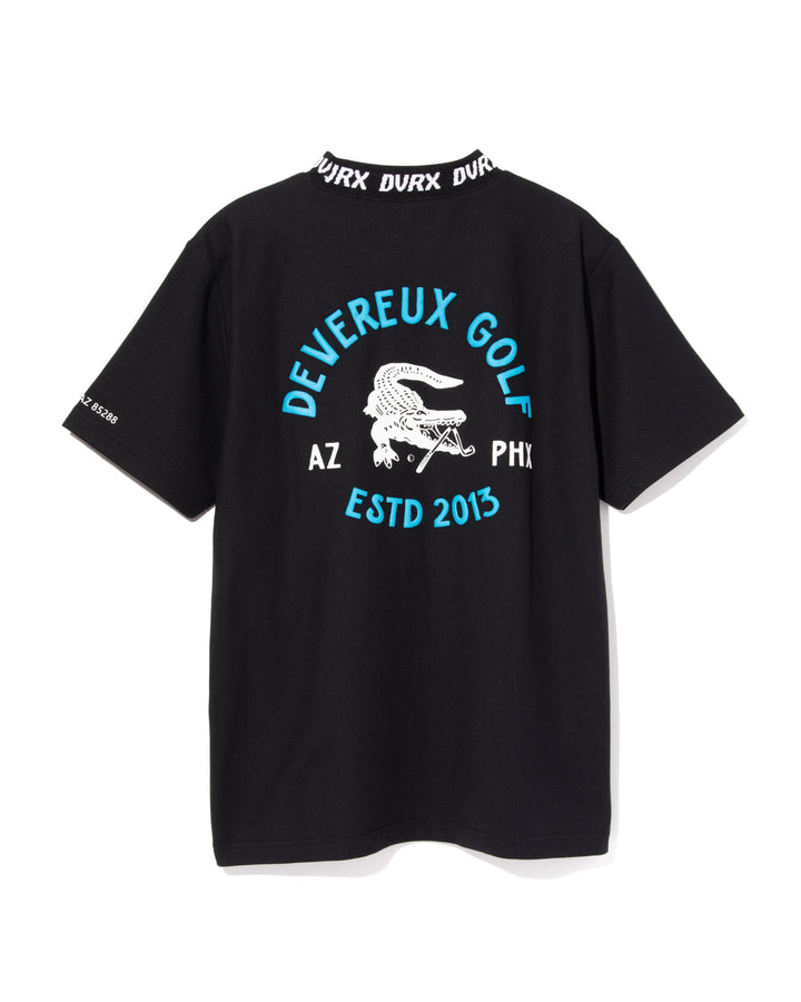 Classic Logo Rib モックネッククロコTシャツ 763572025-BLACK