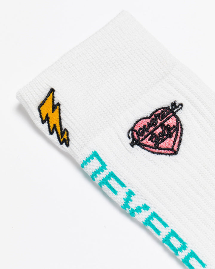 WOMEN Back Logo Regular Socks 763572870-WHITE/AQUA