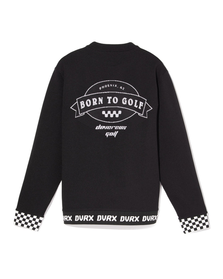 Born to Golf チェッカーリブニットプルオーバー 763572702-BLACK