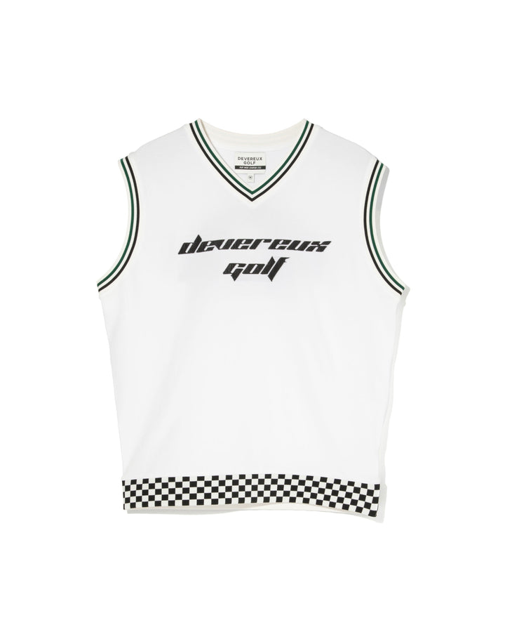 Born to Golf チェッカーリブニットベスト 763572701-WHITE