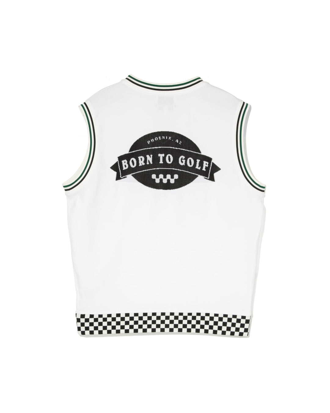 Born to Golf チェッカーリブニットベスト 763572701-WHITE
