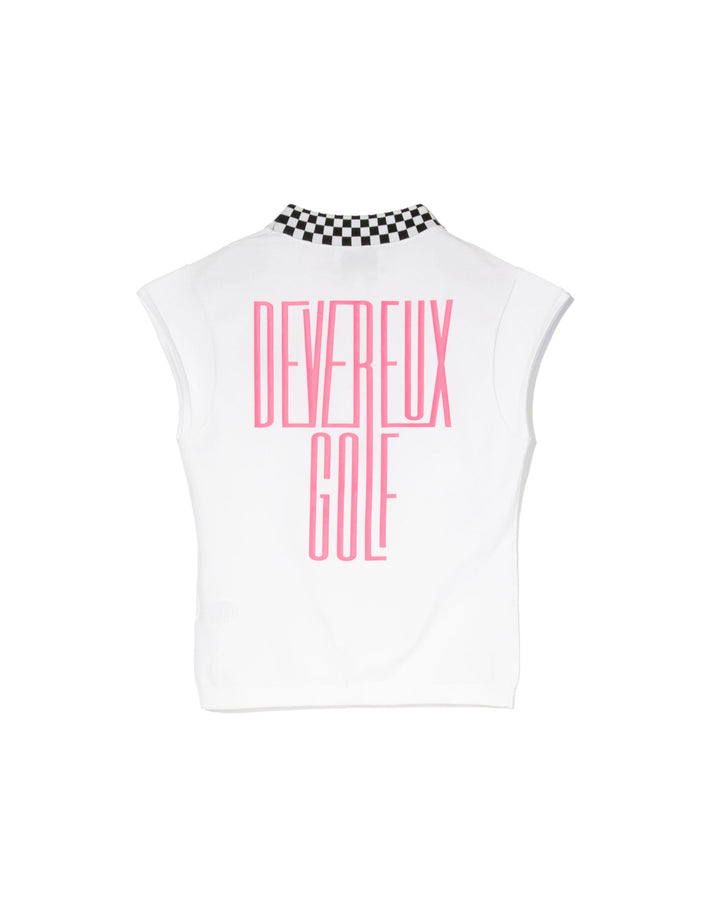 WOMEN Born to Golf チェッカーリブモックフレンチスリーブニット 763572771-WHITE