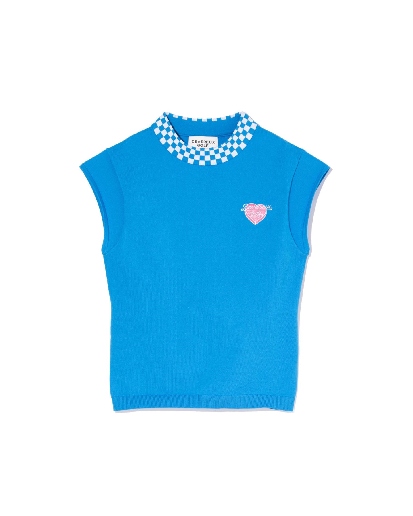 WOMEN Born to Golf チェッカーリブモックフレンチスリーブニット 763572771-BLUE