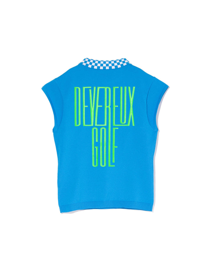 WOMEN Born to Golf チェッカーリブモックフレンチスリーブニット 763572771-BLUE