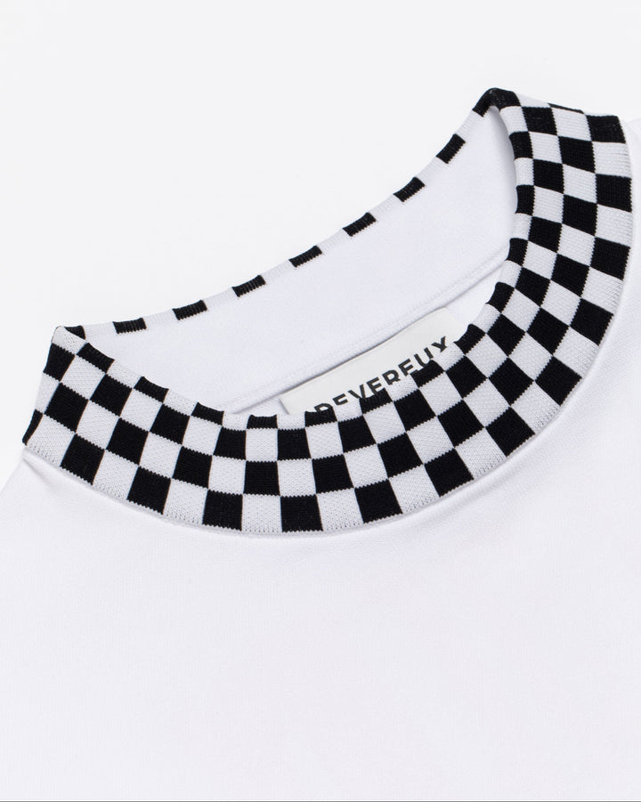 WOMEN Born to Golf チェッカーリブモックフレンチスリーブニット 763572771-WHITE