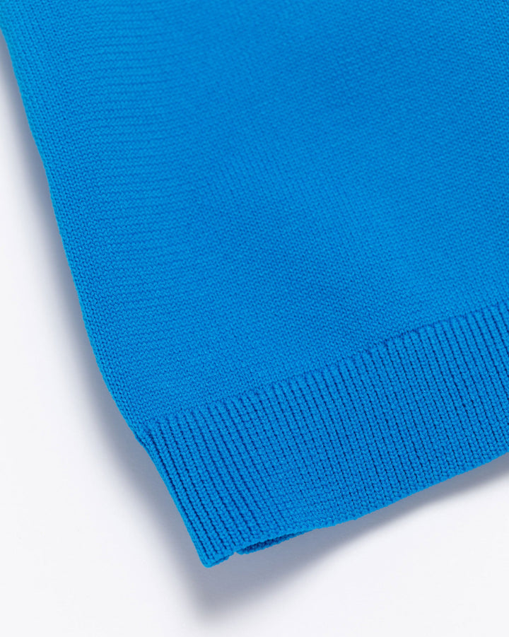 WOMEN Born to Golf チェッカーリブモックフレンチスリーブニット 763572771-BLUE