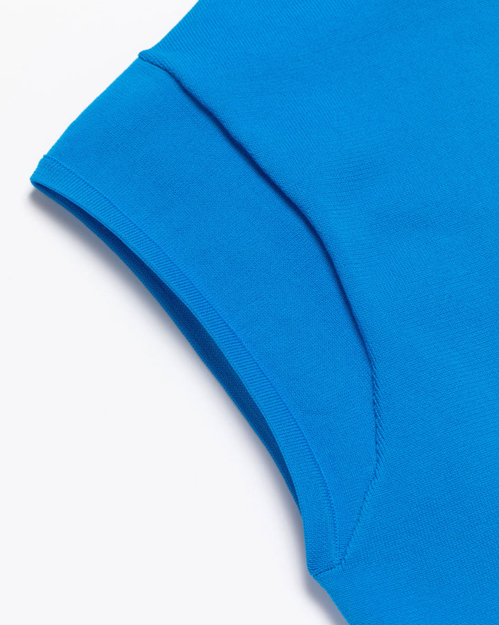 WOMEN Born to Golf チェッカーリブモックフレンチスリーブニット 763572771-BLUE