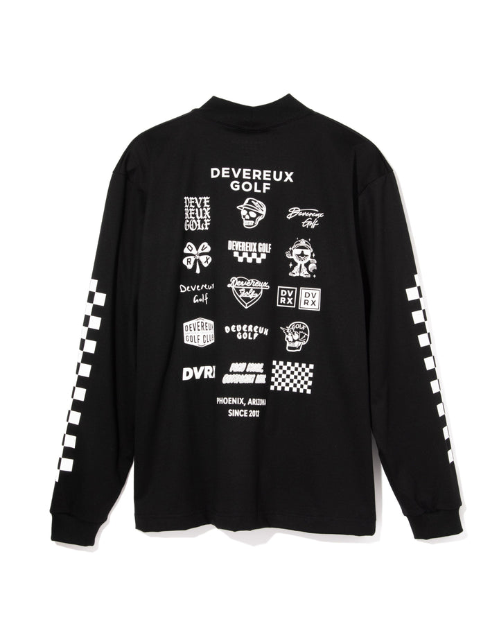 Logo Assorted ロングスリーブ モックネックTシャツ 763572022-BLACK