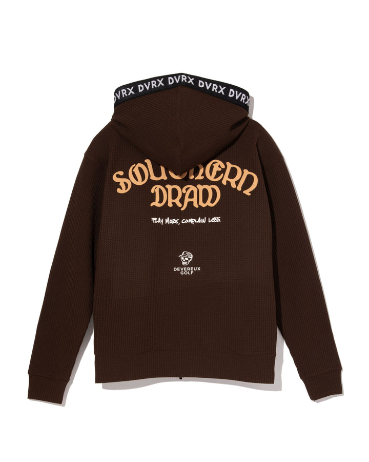 WOMEN Southern DrawワッフルFull Zipロゴテープフーディー 763572178-BROWN