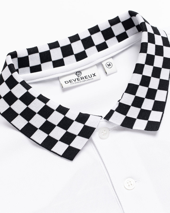 Icon Checker Ribポロ 763572016-WHITE