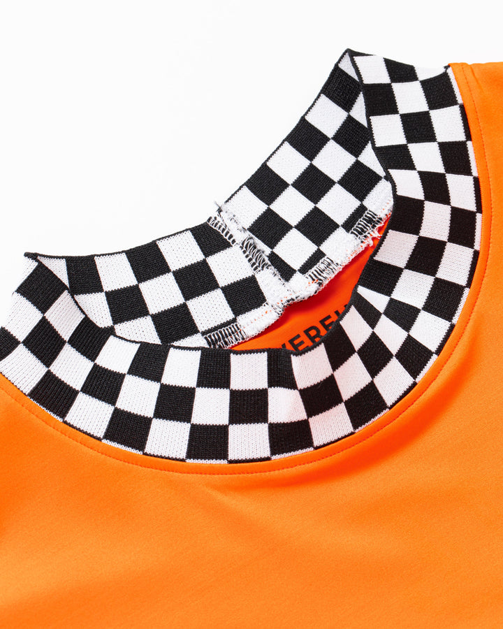 More TripチェッカーリブモックTEE 763572019-ORANGE