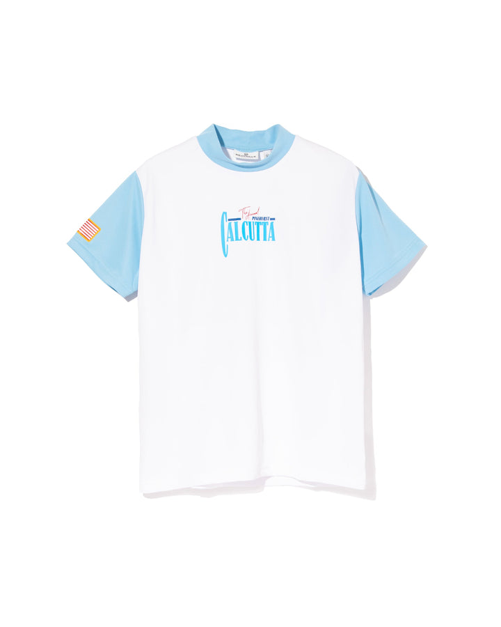 WOMEN USカルカッタモックネックTEE 763572080 WHITE×BLUE