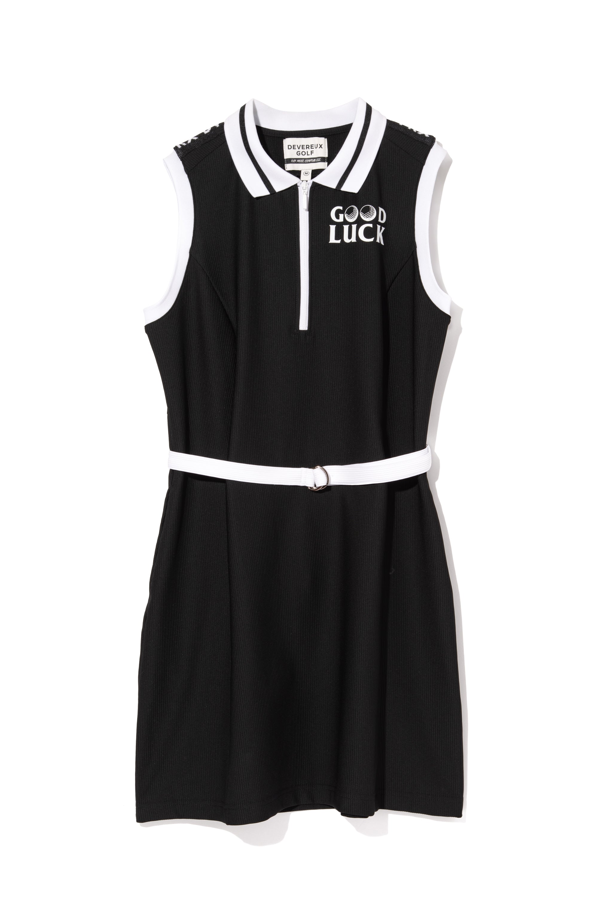 WOMEN Lucky than Goodノースリーブハーフジップリブカラーワンピース  763572572-BLACK