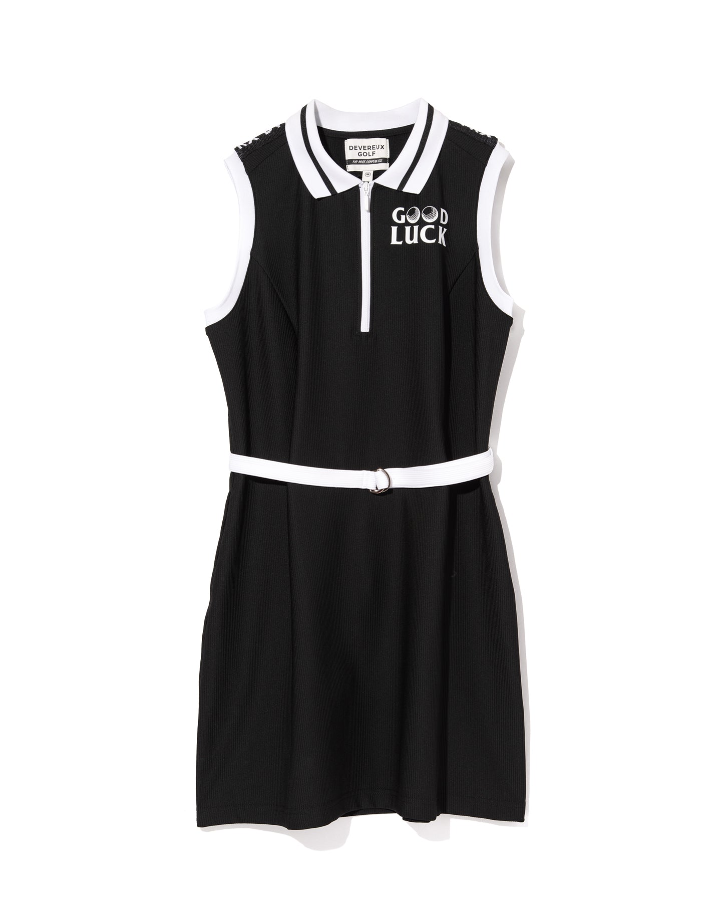 WOMEN Lucky than Goodノースリーブハーフジップリブカラーワンピース  763572572-BLACK