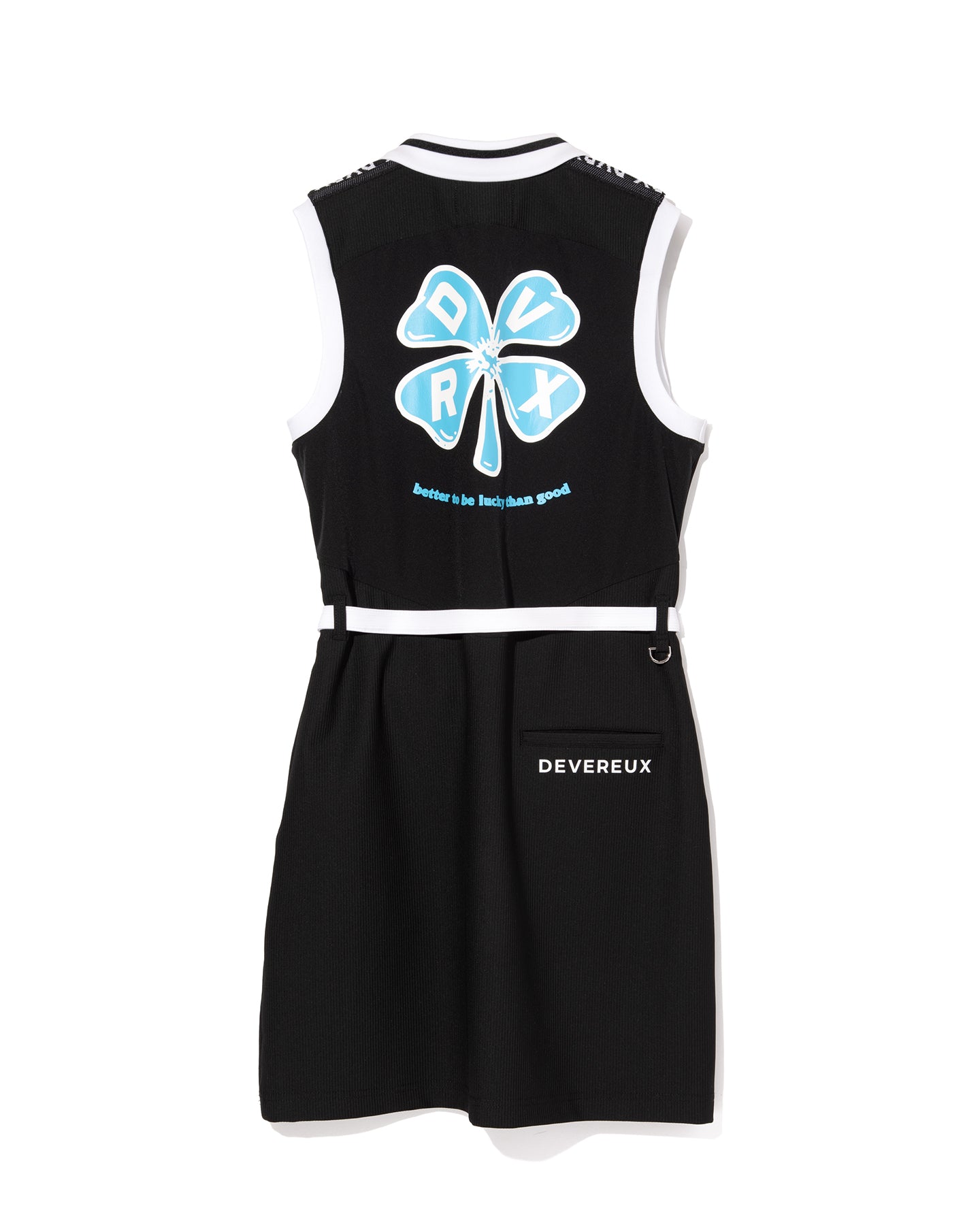 WOMEN Lucky than Goodノースリーブハーフジップリブカラーワンピース  763572572-BLACK