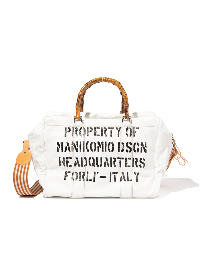 【DEVEREUX × MANIKOMIO】 38 bamboo leather aviators kit bag 763572830 WHITE