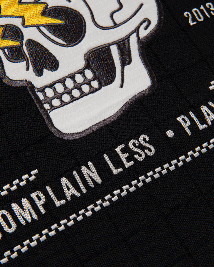 ショッカースカルミラノリブアイレットクルーニット 075754703-BLACK