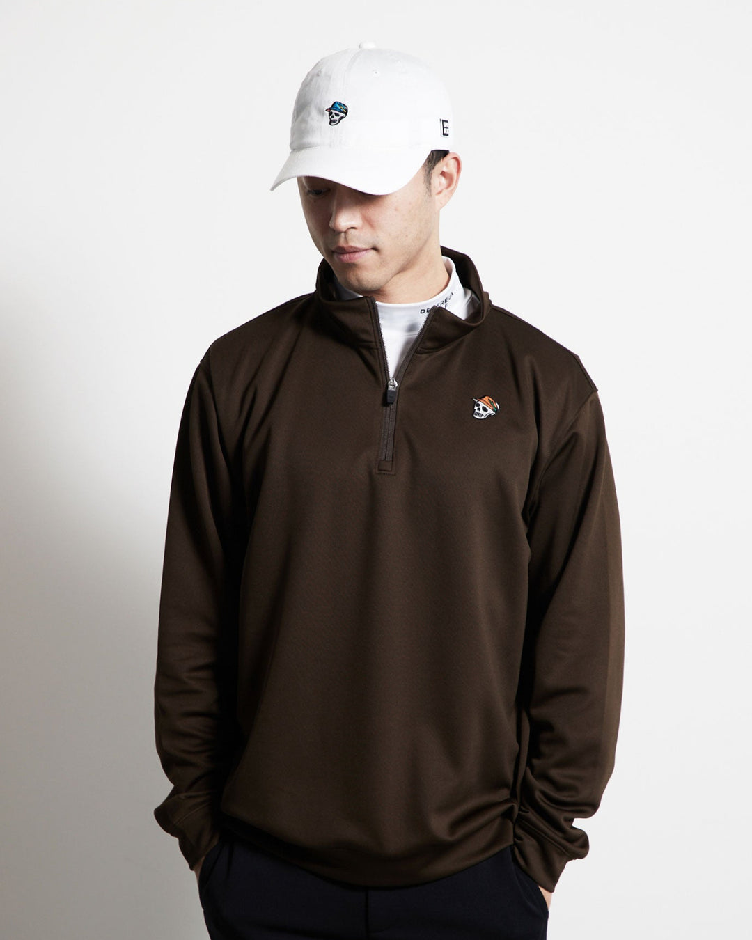 ハーフジップPO 763472019-D/BROWN