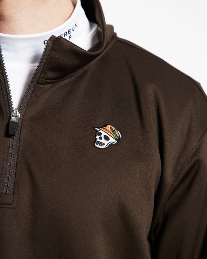 ハーフジップPO 763472019-D/BROWN