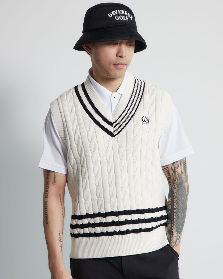 Cotton Cable Vest 763472708 BLACK