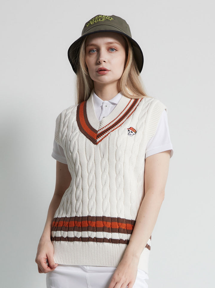 WOMEN Cotton Cable Vest 763472776 ORANGE