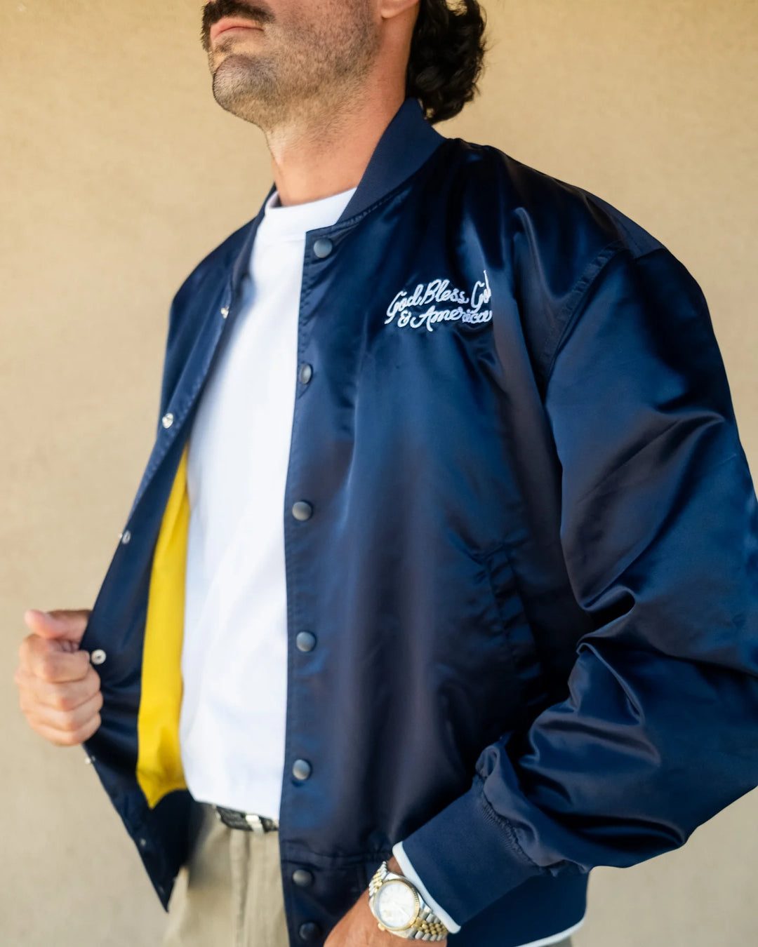 God Bless America Bomber Jacket 075364101-NAVY