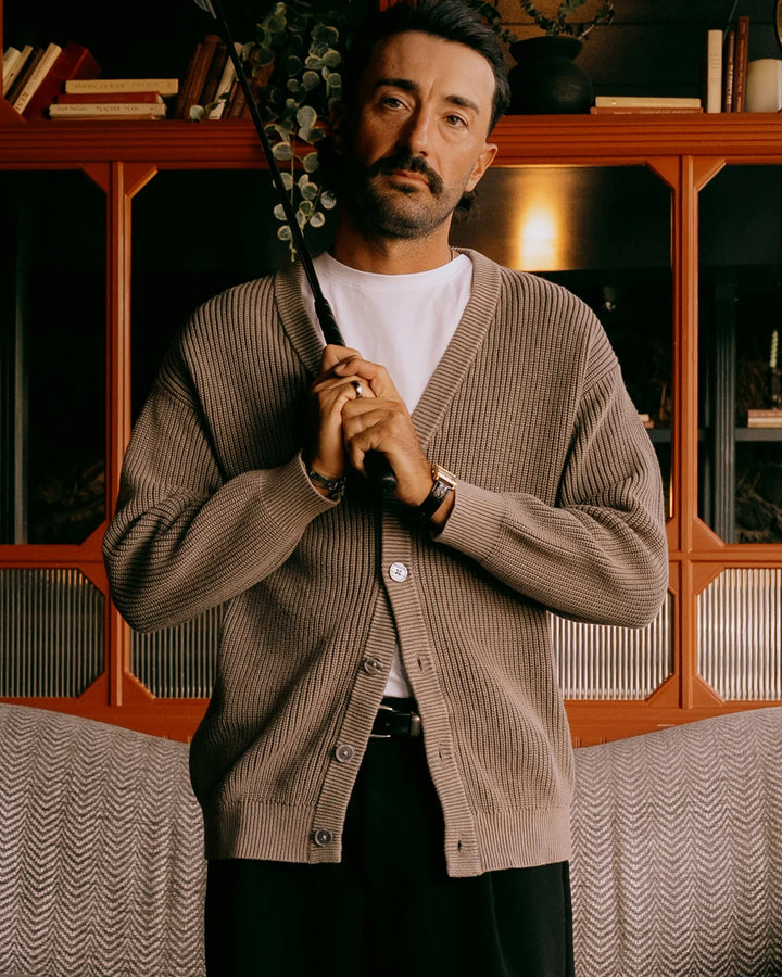 Fisherman Cardigan 075362602-BROWN