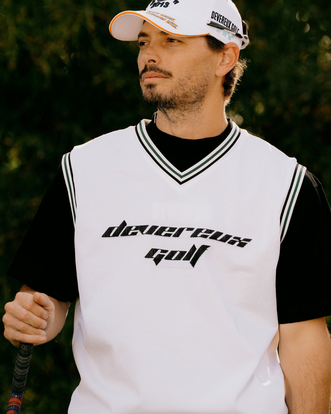 Born to Golf チェッカーリブニットベスト 763572701-WHITE
