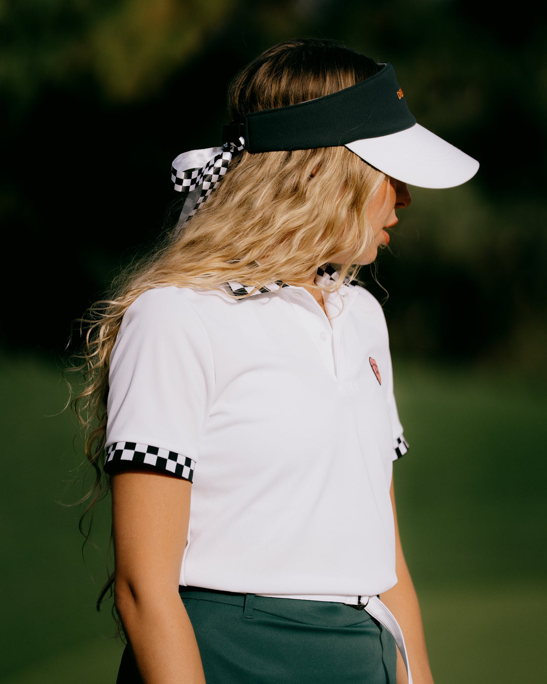 WOMEN Icon Checker Ribポロシャツ 763572083-WHITE