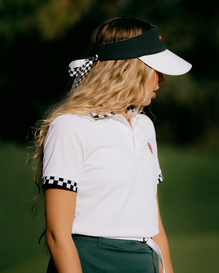 WOMEN Icon Checker Ribポロシャツ 763572083-WHITE