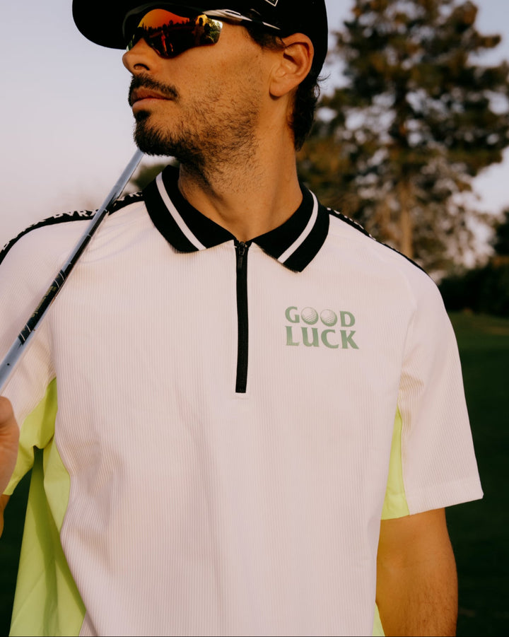 Lucky than Goodハーフジップリブポロ 763572024-WHITE