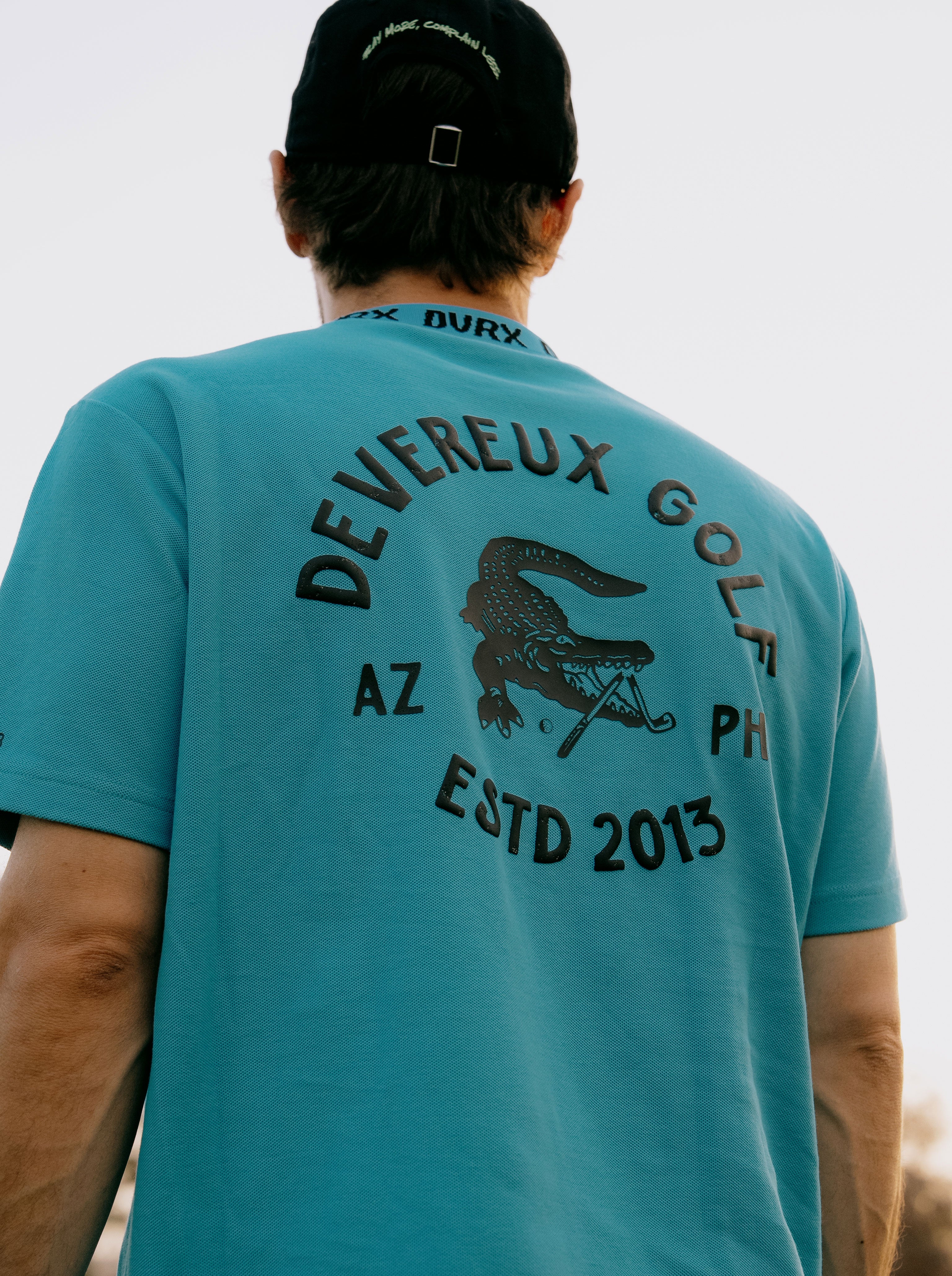 Classic Logo Rib モックネッククロコTシャツ 763572025-AQUA