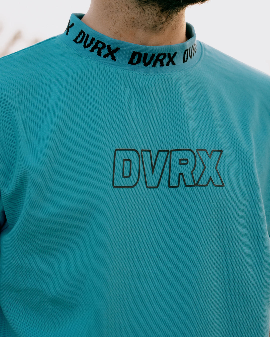 Classic Logo Rib モックネッククロコTシャツ 763572025-AQUA