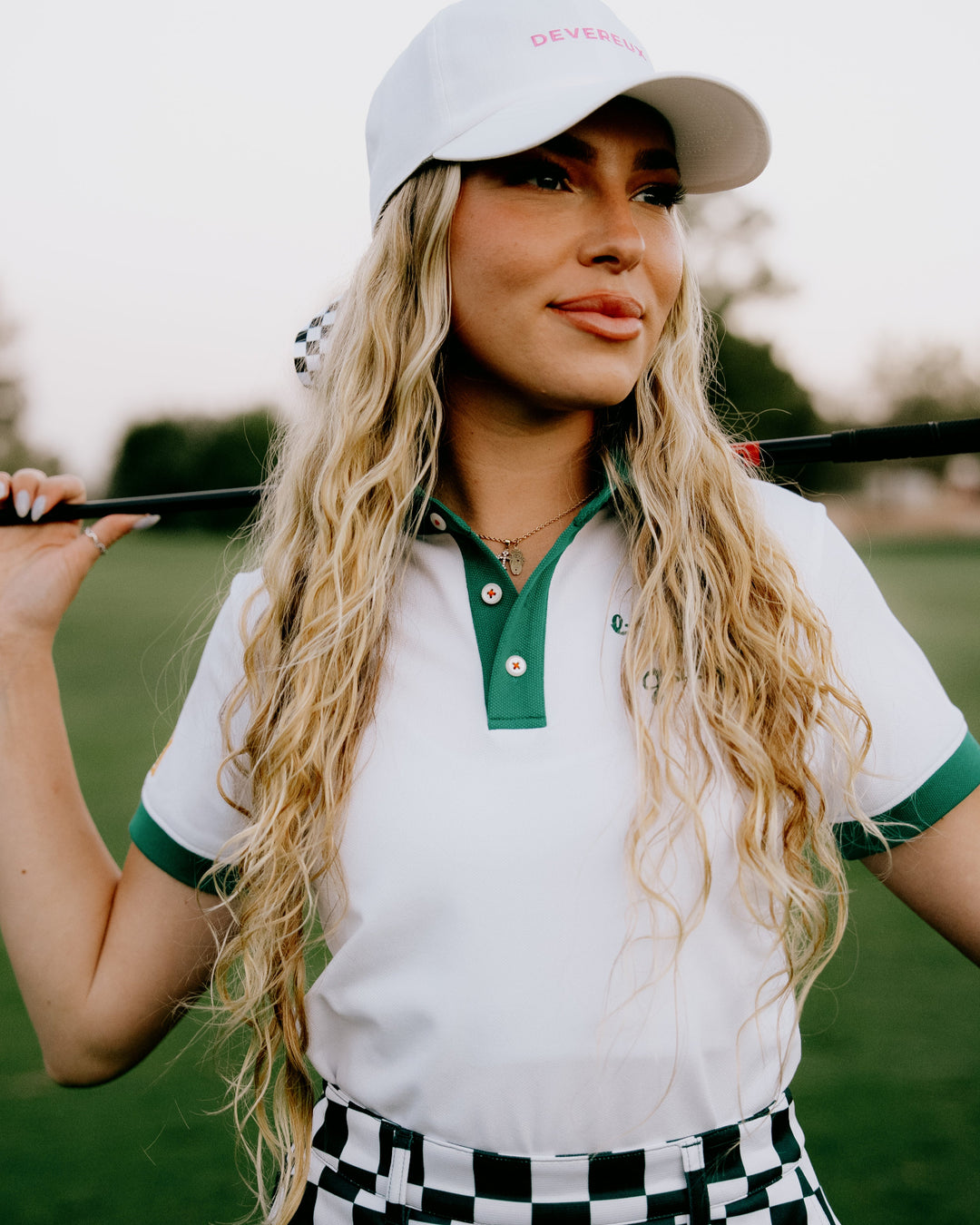 WOMEN PF Born to Golfポロ 763572082-WHITE x GREEN