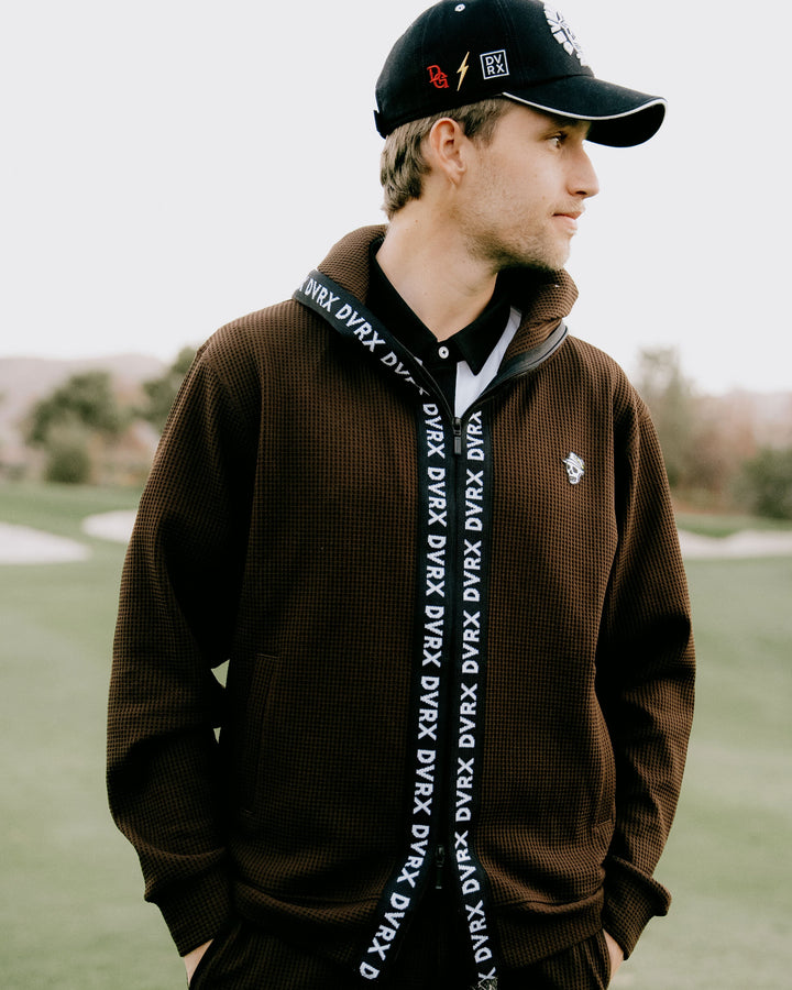 Southern DrawワッフルFull Zipロゴテープフーディー 763572110-BROWN