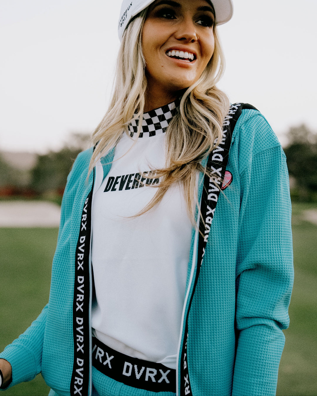 WOMEN Southern DrawワッフルFull Zipロゴテープフーディー 763572178-AQUA