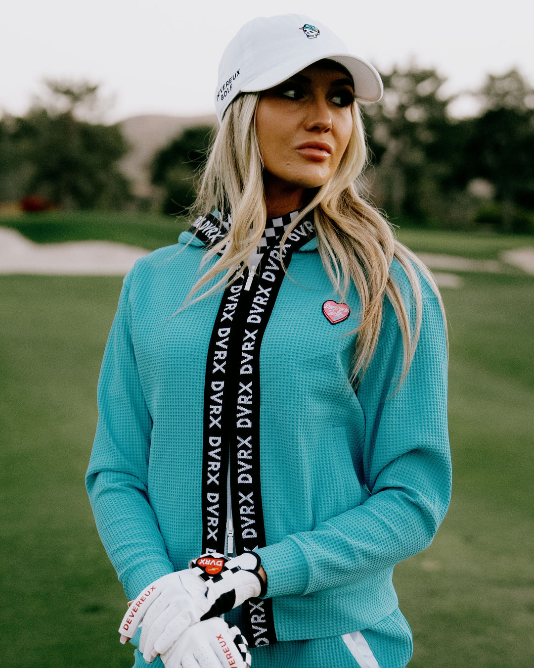 WOMEN Southern DrawワッフルFull Zipロゴテープフーディー 763572178-AQUA