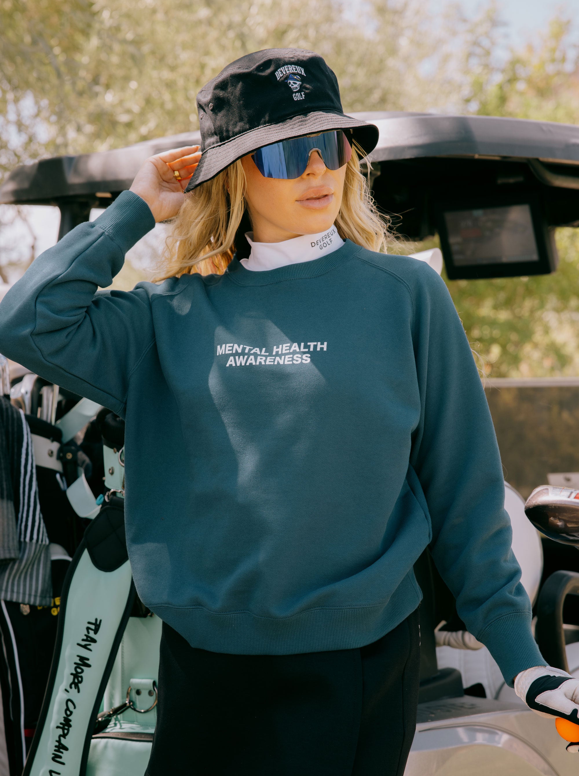 WOMENS Golf is My Therapy アスレジャーCrew 763474079-D/BLUE