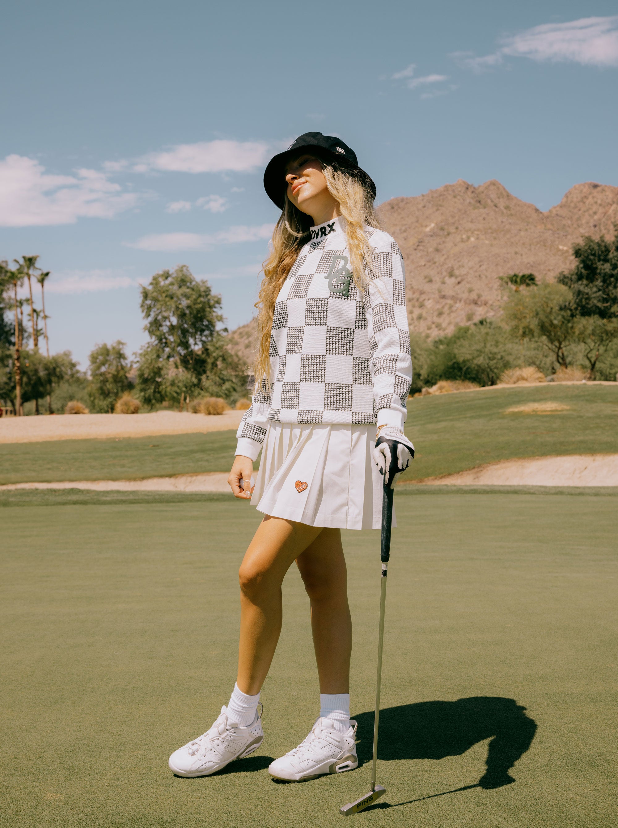 WOMENS Back 9 Checkerモックネック