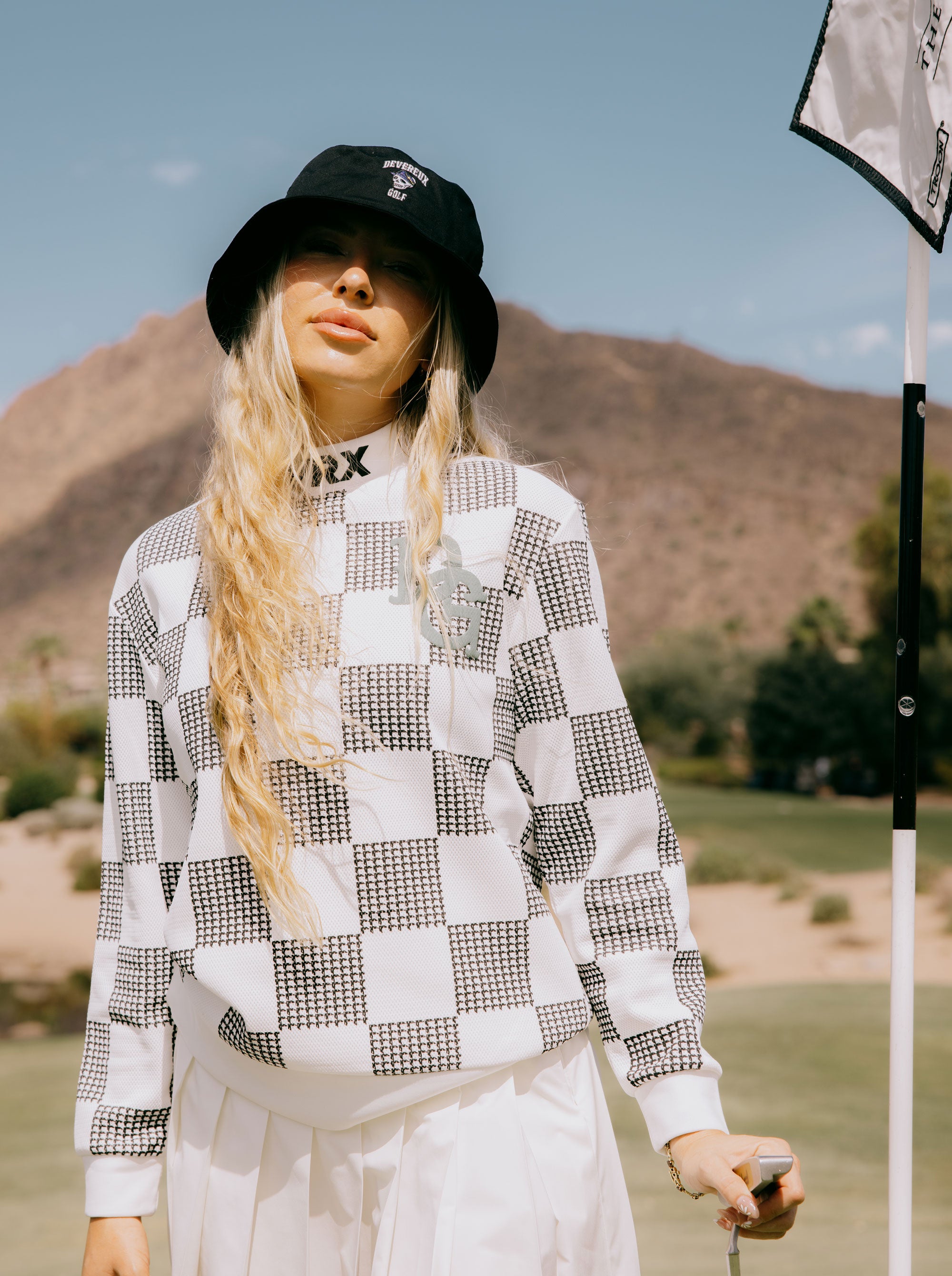 WOMENS Back 9 Checkerモックネック