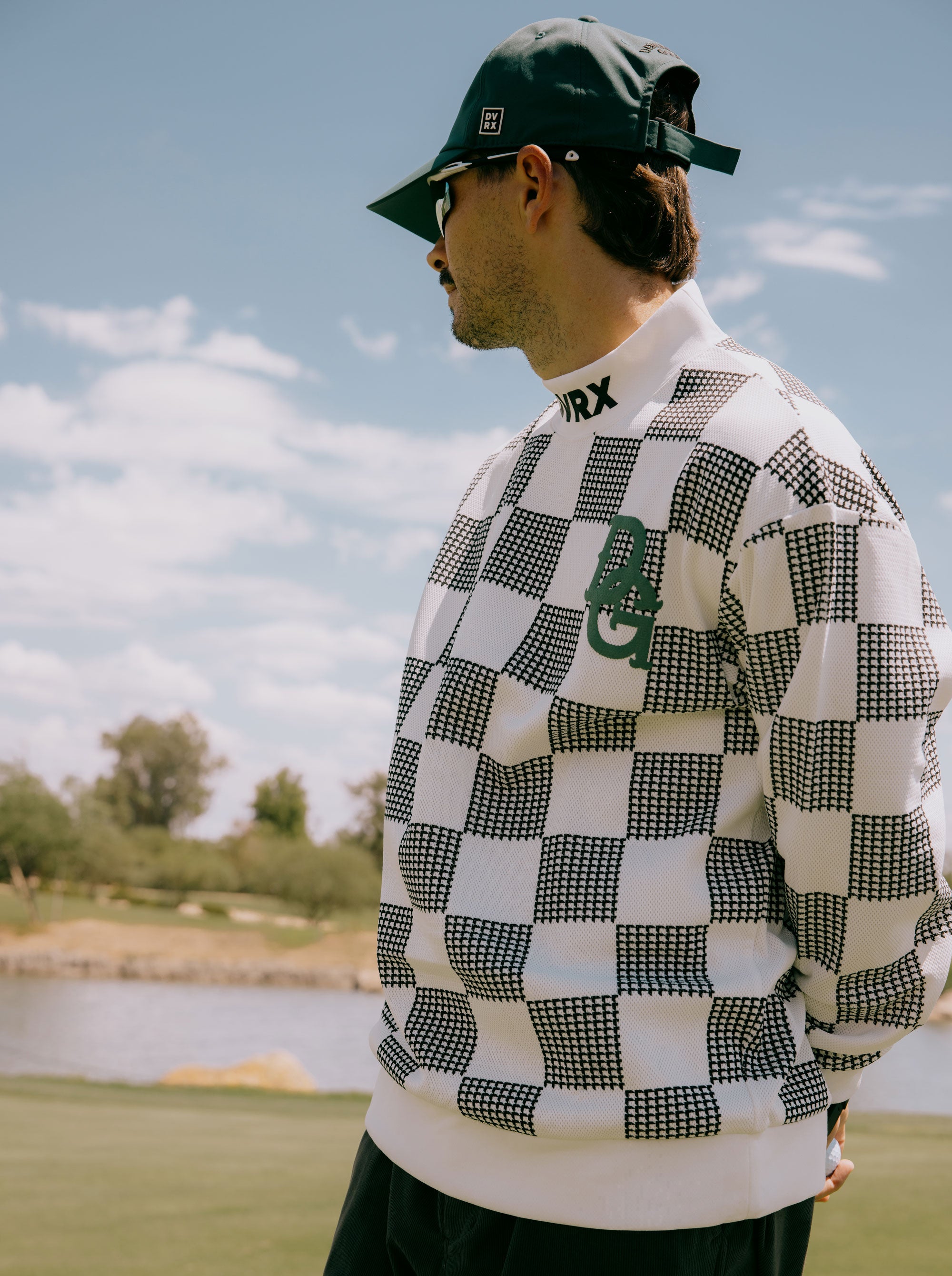 Back 9 Checkerモックネック 763474014-WHITE