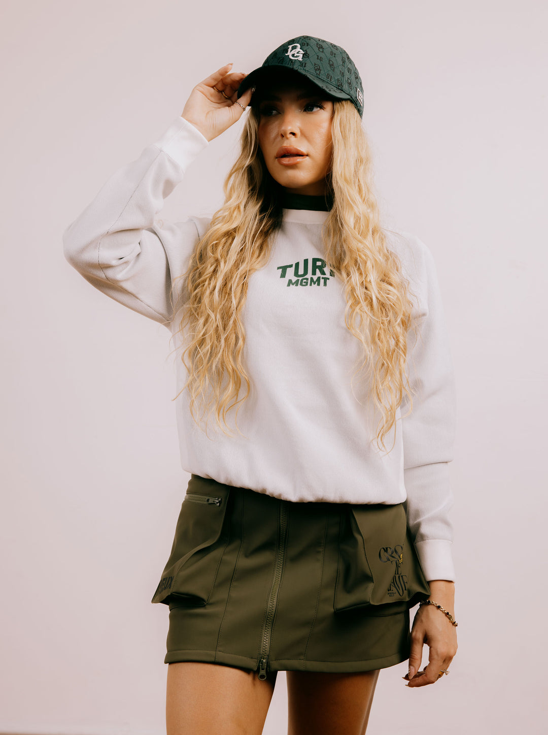 WOMEN  三層フリース フロントジップスカート 763474476-KHAKI