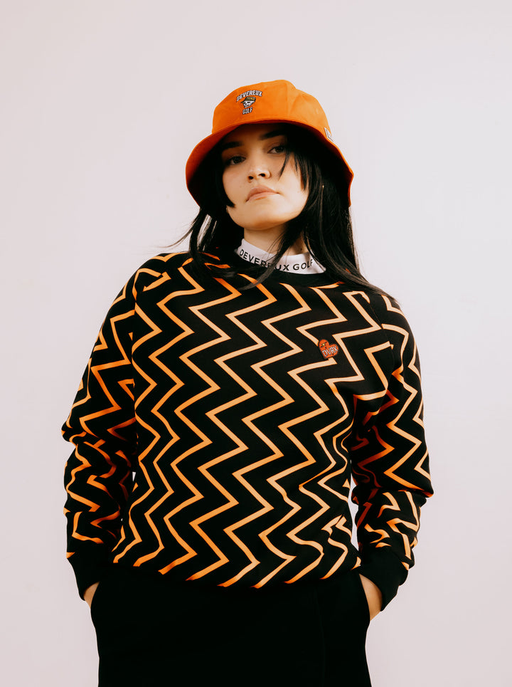 WOMEN 16G Goblin Lining Knit Crew Neck 763474774-ORANGE