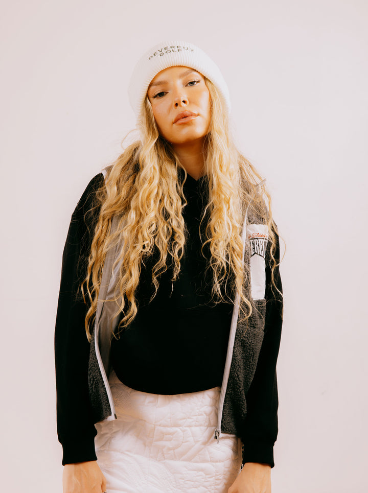 WOMEN Highly AshビンテージシープボアFull Zip VEST 763474176-CHARCOAL