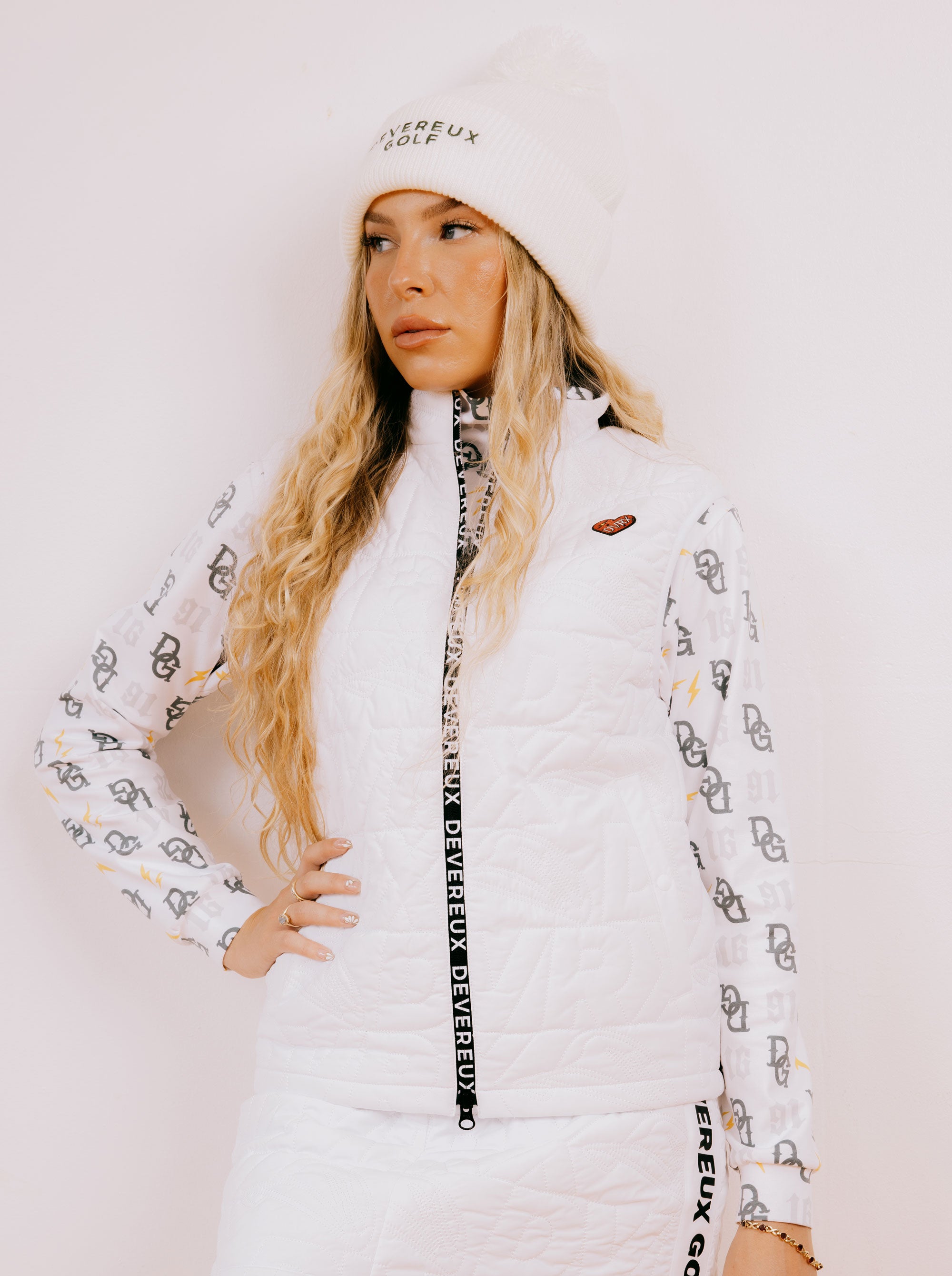 WOMENS DVRX中綿キルトFull Zip Vest 763474173-WHITE