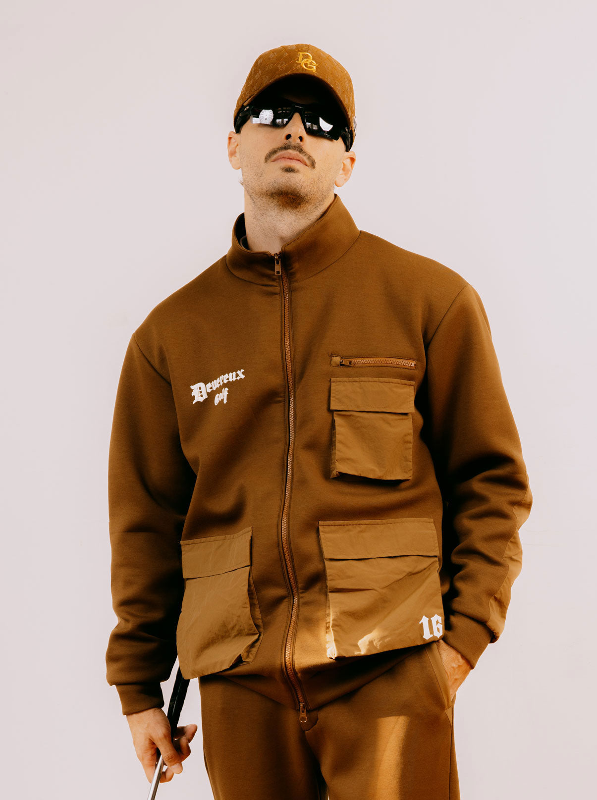 16 Run ClubモノフィラFull Zip Pocket JK 763474106-CAMEL