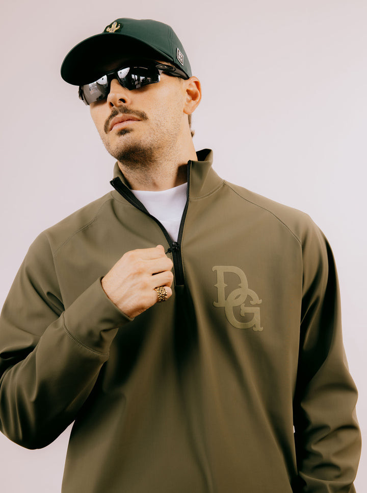 DG 三層フリースハーフジッププルオーバー 763474013-KHAKI